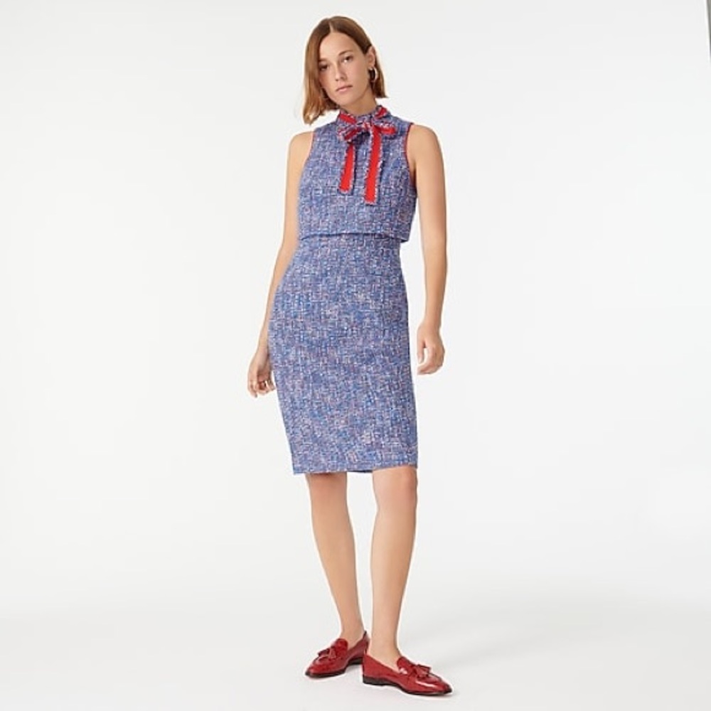 J.Crew Tie-neck tank dress in autumn tweed